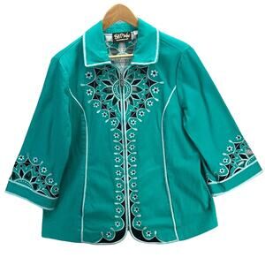 Bob Mackie Teal Embroidered Jacket